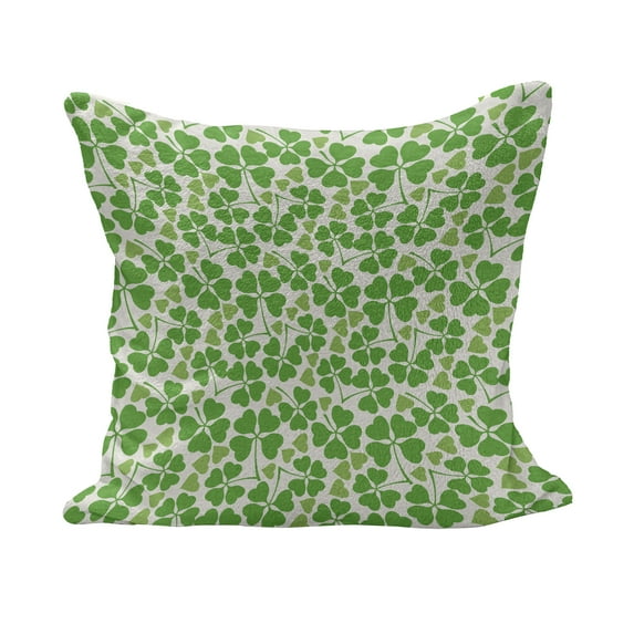 Irish Fluffy Throw Pillow Cushion Cover, Gaelic Nature Garden Theme Spring Clovers with Hearts Freshness, Rectangle Accent Pillow Case, 36" x 16", Lime Green Pistachio, by Ambesonne