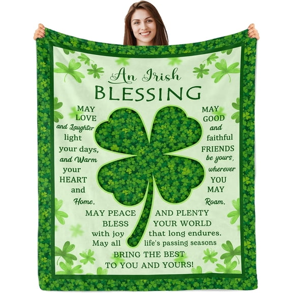 Irish Gifts for Women Men, Irish Blessing Blanket 60x50in, Saint Patricks Day Gifts