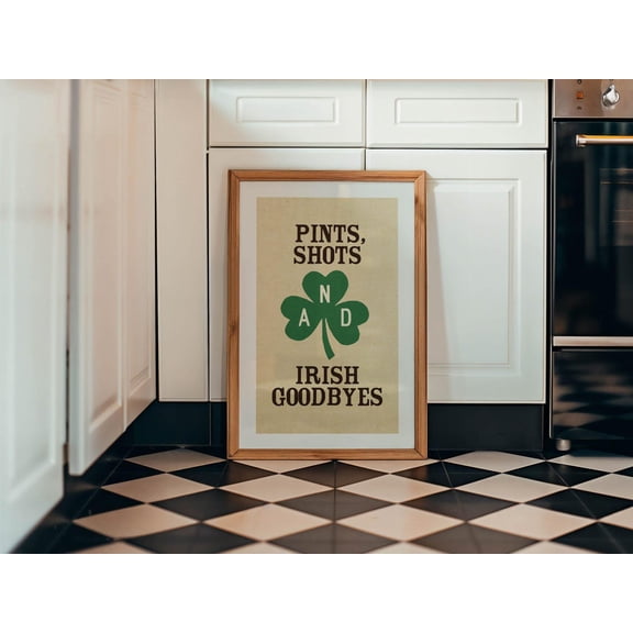 Irish Goodbye Print Retro St. Patrick's Art Fun Clover Poster Decor, Stretched Canvas 8x10in