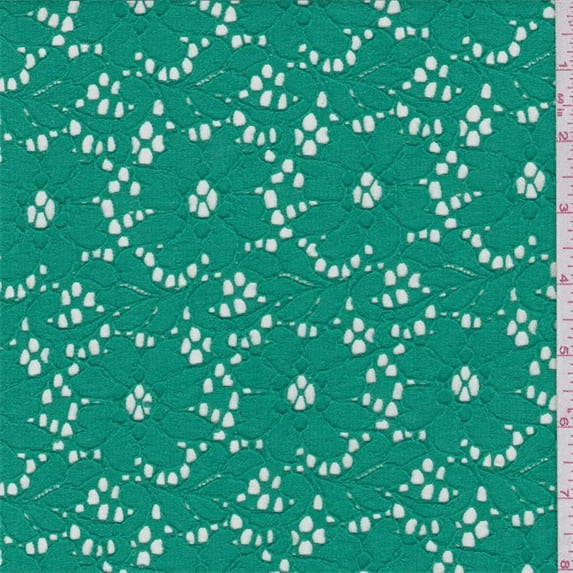 Irish Green Floral Lace, Fabric Sold By the Yard