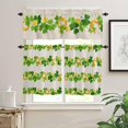 thumbnail image 1 of Irish Green Shamrock Gold 3 PCS Kitchen Curtain Valance and Tiers Set, Rod Pocket Small Half Tier Valances Window Curtains Panel, Spring St. Patrick''s Clover 55"x24" (Set of 2 Tiers & Valance), 1 of 1