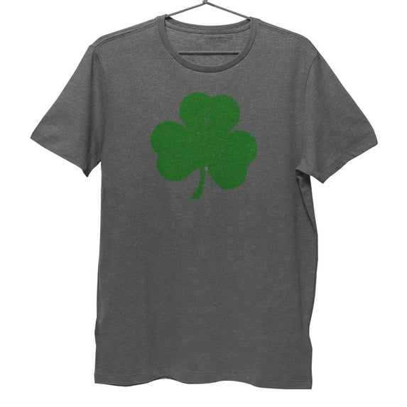 Irish Green Shamrock T-Shirt Vintage Style Distressed Heather St Patricks Day Ireland Pride Charcoal, Medium