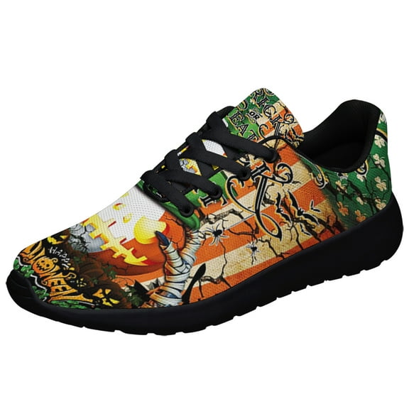 Irish Halloween Trick Or Treat Shoes Sneakers for Women Men Black Size 3.5