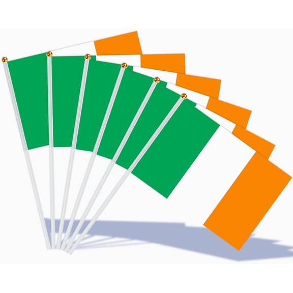Irish Hand Held Flag for St. Patrick's Day Party Decoration, Mini Flags with Pole for Six Nations Rugby Euro World Cup Soccer Party Decorations