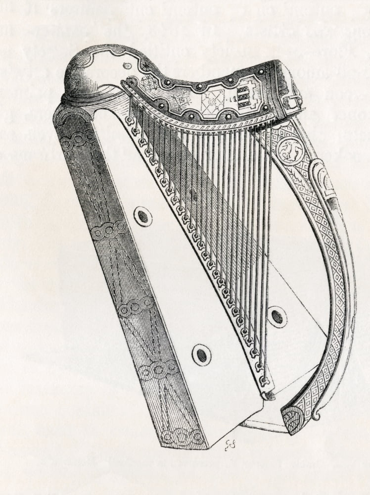 Irish Harp From Handbook Of The Arts Of The Middle Ages And Renaissance Published London 1855 Canvas Art - Ken Welsh Design Pics (12 x 17)