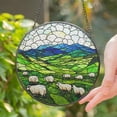 thumbnail image 1 of Irish Hills and Sheep Glass Suncatcher, Countryside Landscape Window Art, Nature Lover, 7.9 in, 1 of 3