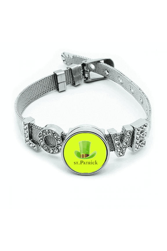 Irish Holy Patrick Day Protect Bracelet Wristband Crystal Love Adjustable Bangle