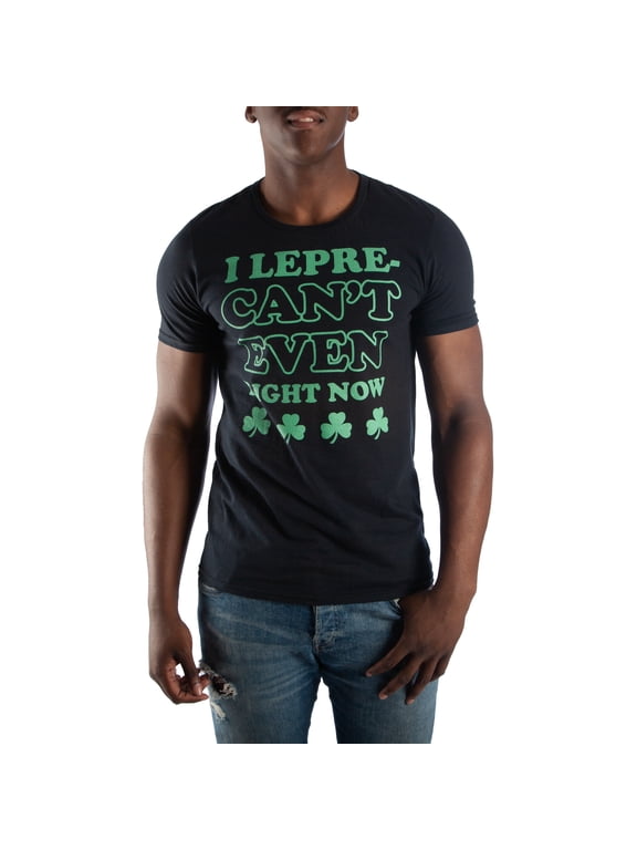 Irish I Lepre-Can't Even Right Now Shamrock Men's Black T-Shirt Tee Shirt-5XL