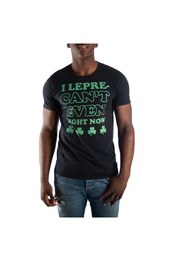 Irish I Lepre-Can't Even Right Now Shamrock Men's Black T-Shirt Tee Shirt-X-Large