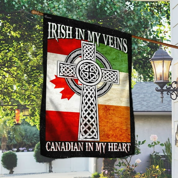 Irish In My Veins - Canadian In My Heart Flag - Garden Flag (11.5" x 17.5")