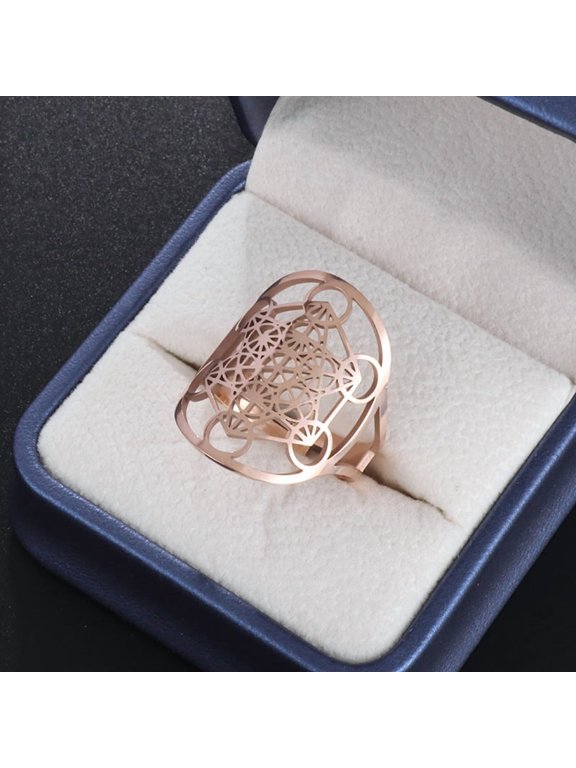 Irish Kate Knot 304 Stainless Steel Hollow Cuff Rings for Women Geometry Rose Gold Inner Diameter: 16-19mm
