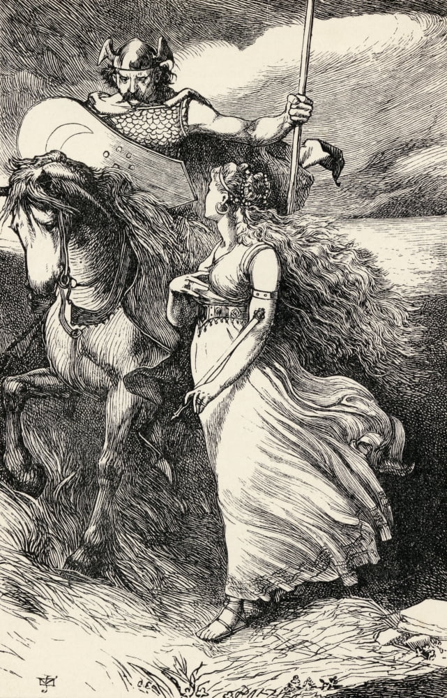 Irish Knight And Maiden From A 19Th Century Edition Of The Poetical Works Of Thomas Moore Canvas Art - Ken Welsh Design Pics (22 x 36)