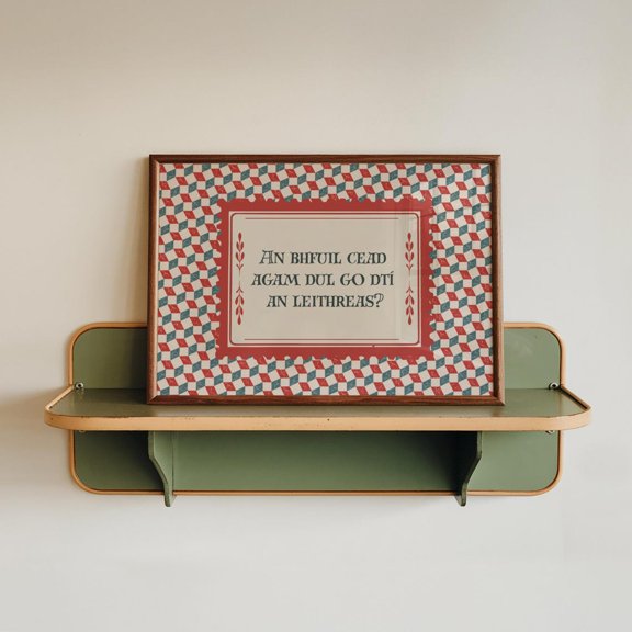 Irish Language Toilet Geometric Pattern Style Bathroom Wall Decor Unframed Paper Print