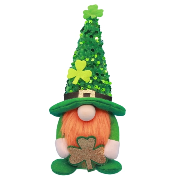 Irish Leprechaun Plush Ornament, Scandinavian Forest Dwarfs Home Decor, No-Face Gnome Figurine For St. Patrick's Day Decoration, Bright Green Plush Doll Statue As Tabletop Accent