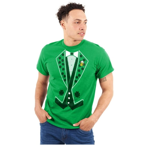 Irish Leprechaun Tuxedo St Pattys Tux Men's Graphic T Shirt Tees Brisco Brands S
