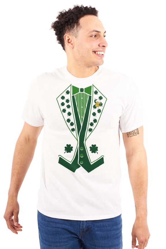 Irish Leprechaun Tuxedo St Pattys Tux Men's Graphic T Shirt Tees Brisco Brands X