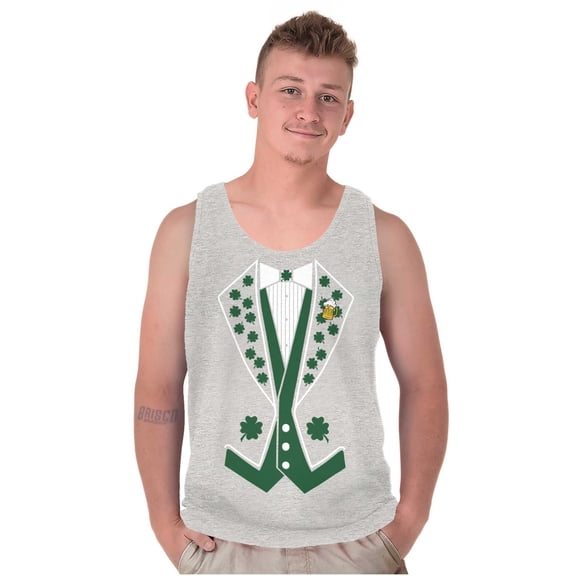 Irish Leprechaun Tuxedo St Pattys Tux Tank Top Sleeveless Tee Men Brisco Brands S