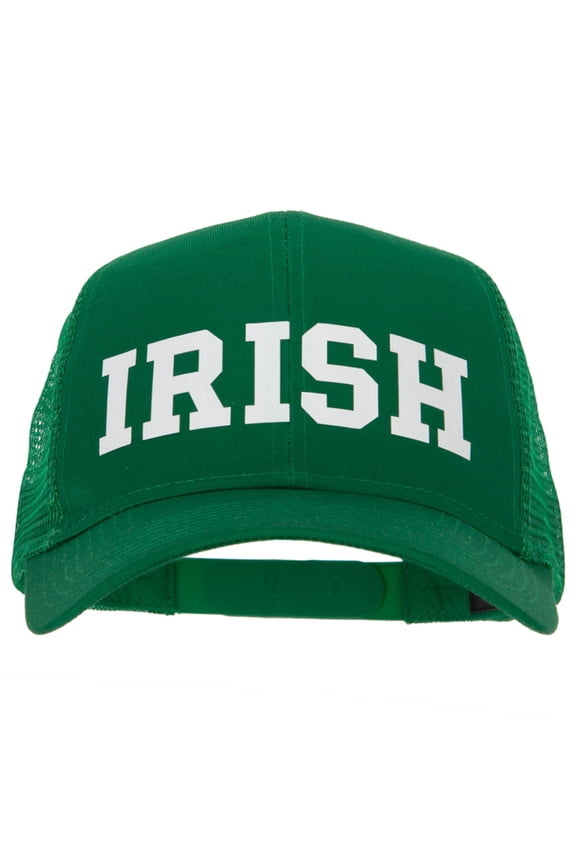 Irish Letter Design Heat Transfer Solid Cotton Twill Mesh Pro Style Cap - Kelly OSFM