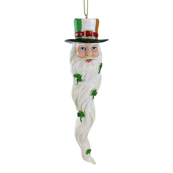 Irish Long Beard Santa Head Ornament