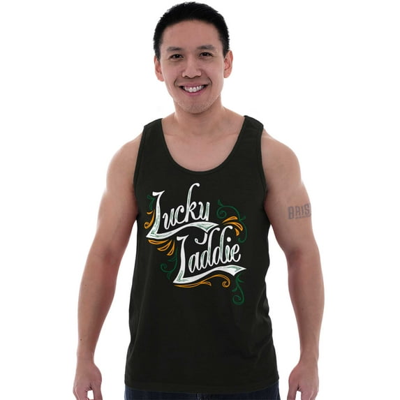 Irish Lucky Laddie St Patricks Day Tank Top Sleeveless Tee Men Brisco Brands S