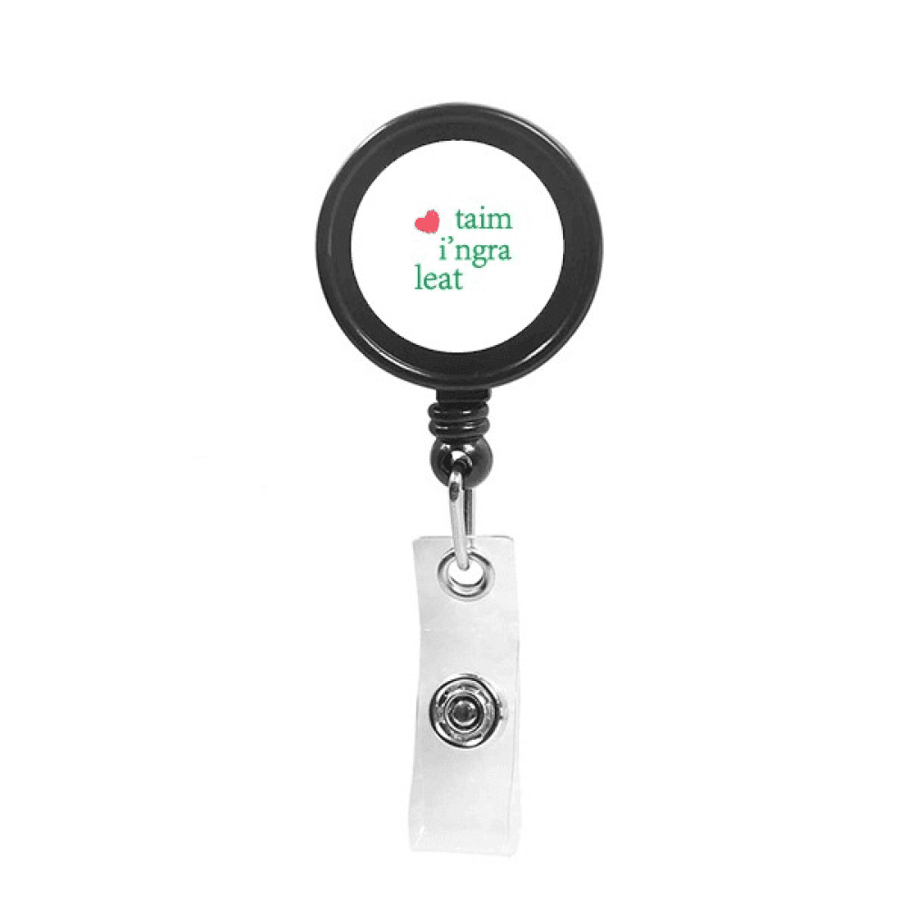 Irish Mandarin I Love You Text Simple Retractable Keychain Badge Holder ID Badge