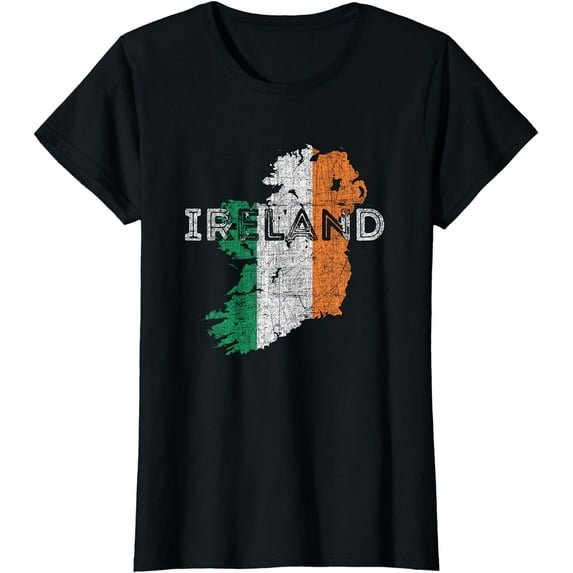 Irish Map and Flag Souvenir - Distressed Ireland T-Shirt