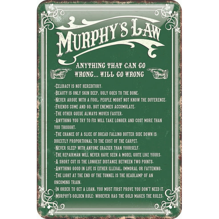 Irish Metal Sign - Murphy's Law Vintage Retro Wall Décor 8x12 Inch