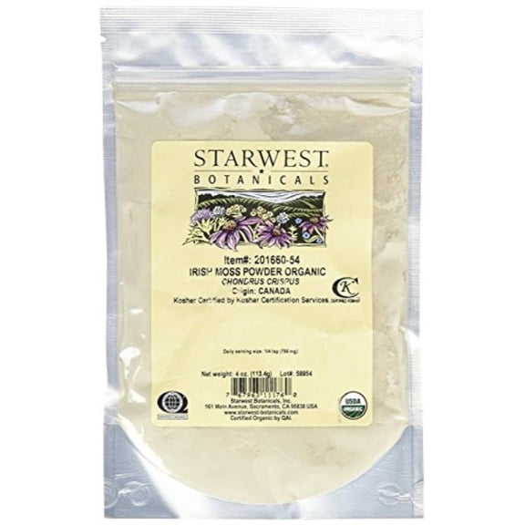 Irish Moss Powder Organic - Chondrus crispus, 4 Oz,(Starwest Botanicals)