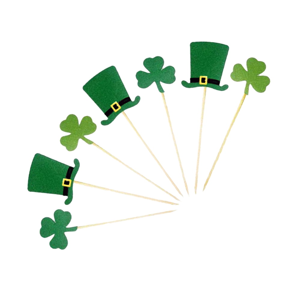 Irish Party Decorations Cake Toppers St. Patrick's Day Glitter Shamrock