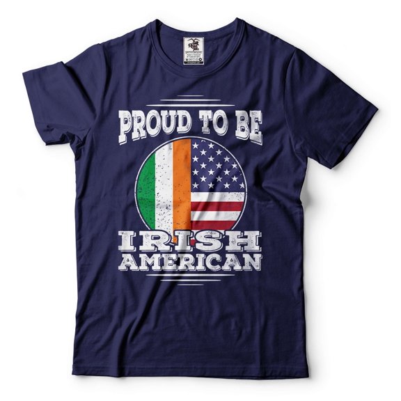 Irish Patriotic Shirt Ireland USA Shirt Irish American Patriotic Tee Ireland National Flag Shirt (Large Navy Blue)