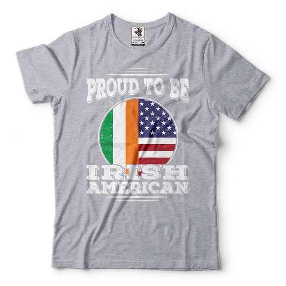 Irish Patriotic Shirt Ireland USA Shirt Irish American Patriotic Tee Ireland National Flag Shirt (Small Grey)