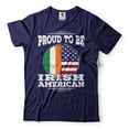 thumbnail image 1 of Irish Patriotic Shirt Ireland USA Shirt Irish American Patriotic Tee Ireland National Flag Shirt (X-Large Navy Blue), 1 of 6