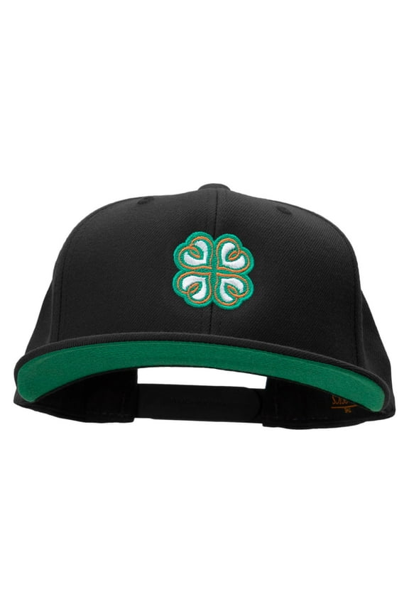 Irish Pattern Embroidered Wool Blend Prostyle Snapback - Black OSFM