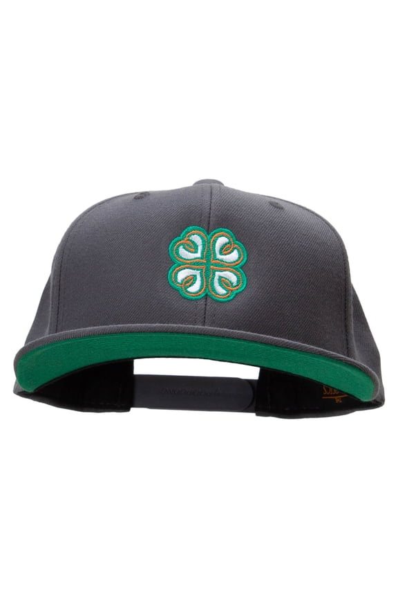 Irish Pattern Embroidered Wool Blend Prostyle Snapback - Dk Grey OSFM