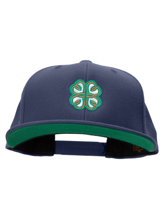 Irish Pattern Embroidered Wool Blend Prostyle Snapback - Navy OSFM