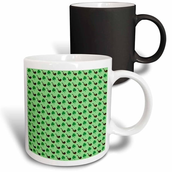 3drose, Irish Pipes and Four Leaf Clovers Pattern, 11oz Magic Transforming Mug