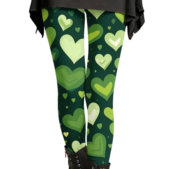 Irish Plaid St. Patrick's Leggings for Women – High Waisted Green Plaid Print Yoga Pants, Classic Tartan Style Workout Leggings Loungwear Daily Sleeping Wear Green-2XL