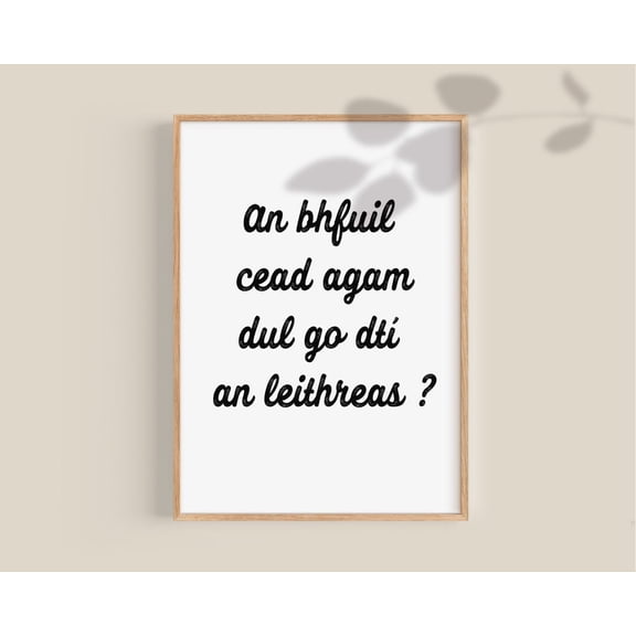 Irish Poster An Bhfuil Cead Agam Irish Bathroom Wall Art Ireland Gifts Gaeilge Classroom Posters Gaelic Wall Posters Home Decor, 8x12 UNFRAMED