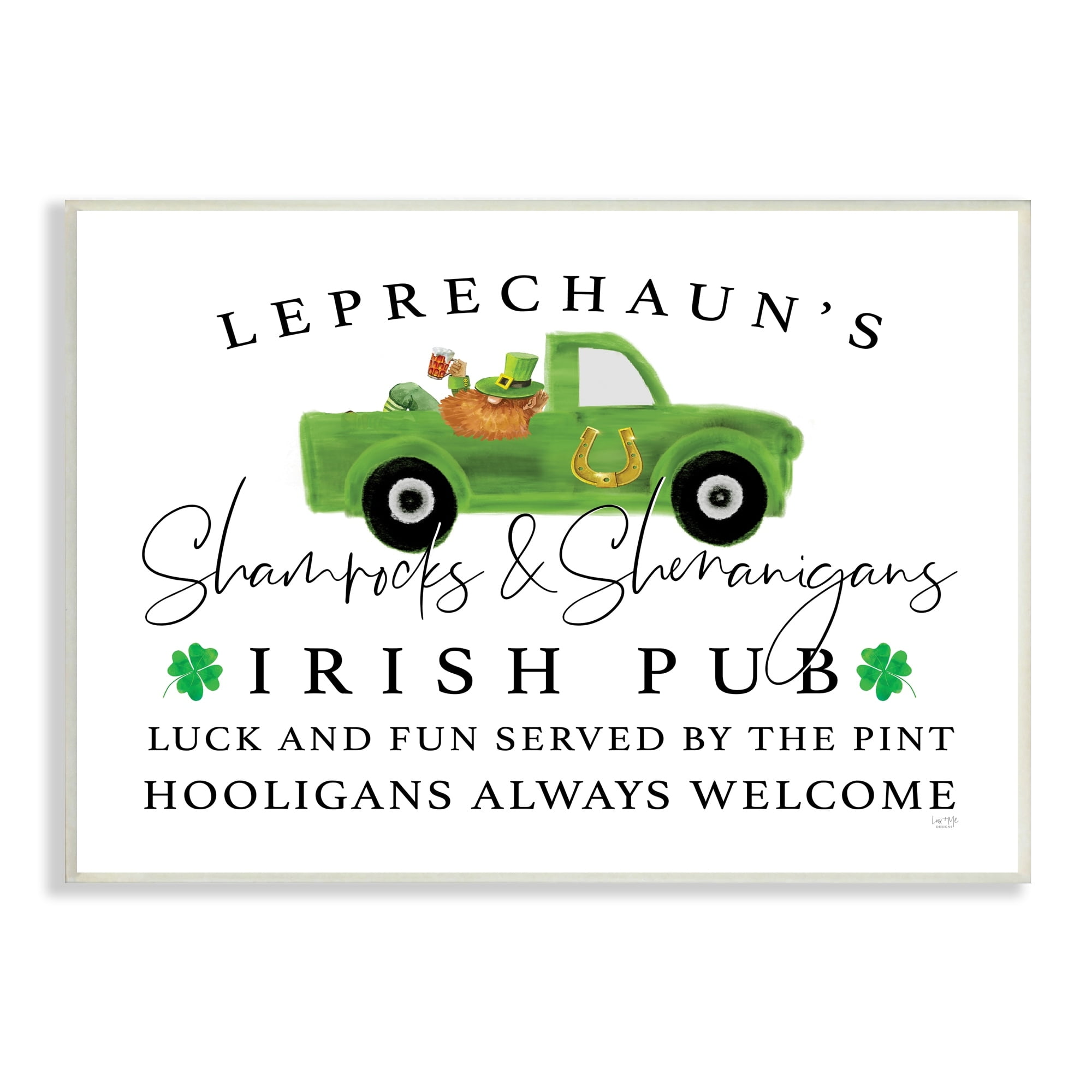 Irish Pub Whimsical Leprechaun Green Shamrock Details Inspirational Graphic Art Unframed Art Print Wall Art