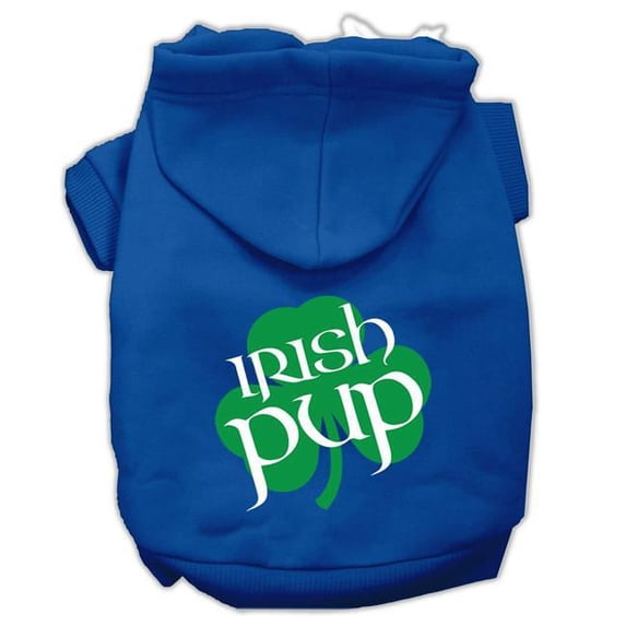 Irish Pup Screen Print Pet Hoodie, Blue - 3XL
