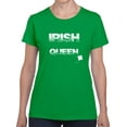 thumbnail image 1 of Irish Queen Clover Graphic Women Kelly Green T-Shirt, Female Medium, 1 of 4