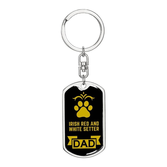 Irish Red And White Setter Keychain Stainless Steel or 18k Gold