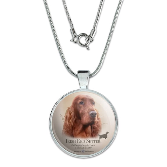 Irish Red Setter Dog Breed 1" Pendant with Sterling Silver Plated Chain