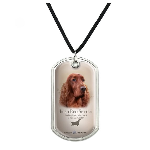 Irish Red Setter Dog Breed Military Dog Tag Pendant Necklace with Cord