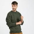 thumbnail image 1 of Irish Roll-Neck Green Fisherman Sweater For Men Size Medium Made By Aran Woollen Mills, 1 of 3