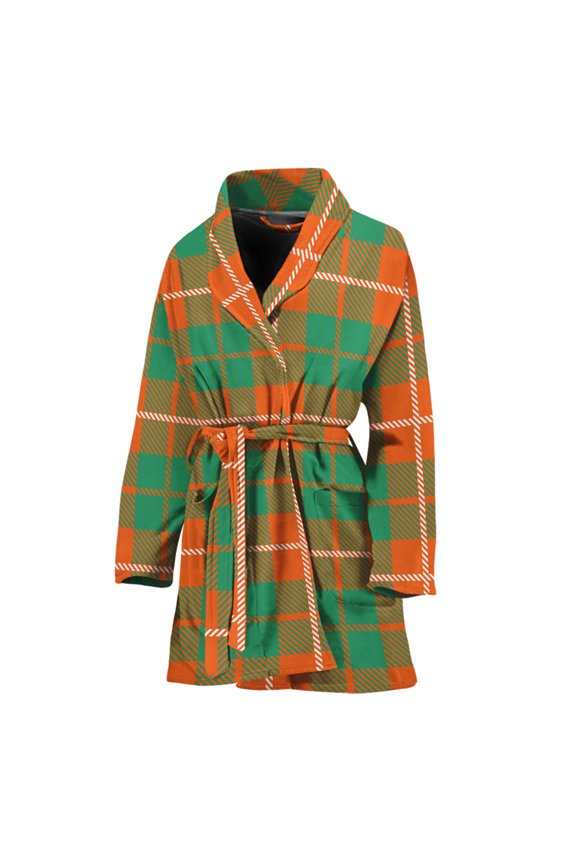 Irish Saint Patrick'S Day Tartan Women Bathrobe One Size Univeral Fits, Tartan Plaid Retro Fashion Lightweight Plush Fleece Long Robe For Women