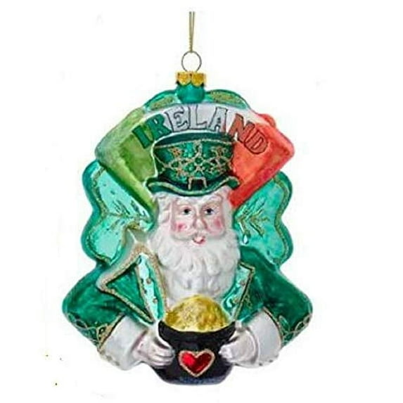 Irish Santa Claus Glass Christmas Tree Ornament Ireland