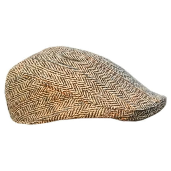 Irish Scally Cap - Donegal Tweed, Brown, Large