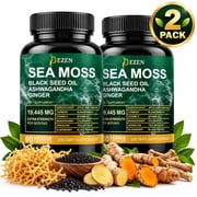 DEZEN Sea Moss Capsules with Ashwagandha Black Seed Oil Ginger Turmeric 19445mg 2 Pack