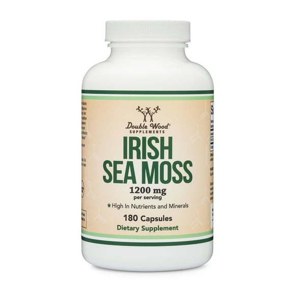 Irish Sea Moss Capsules, Ultra High Purity Potent Extract (180 Count, 1,200mg per Serving) (from Wildcrafted and Raw Chondrus Crispus) by Double Wood Supplements